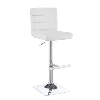 Bianca Upholstered Adjustable Bar Stools White and Chrome (Set of 2) 120694