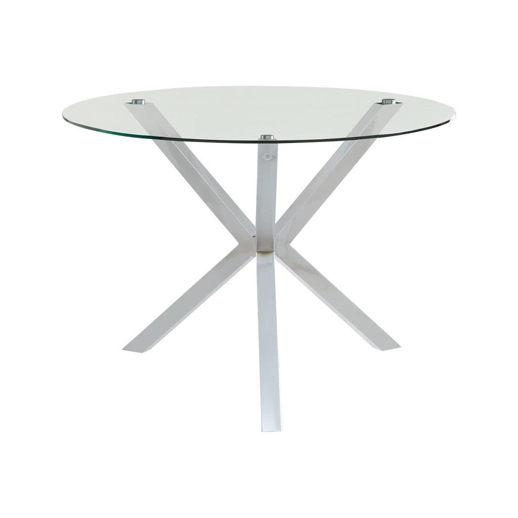 Vance Glass Top Dining Table with X-cross Base Chrome 120760