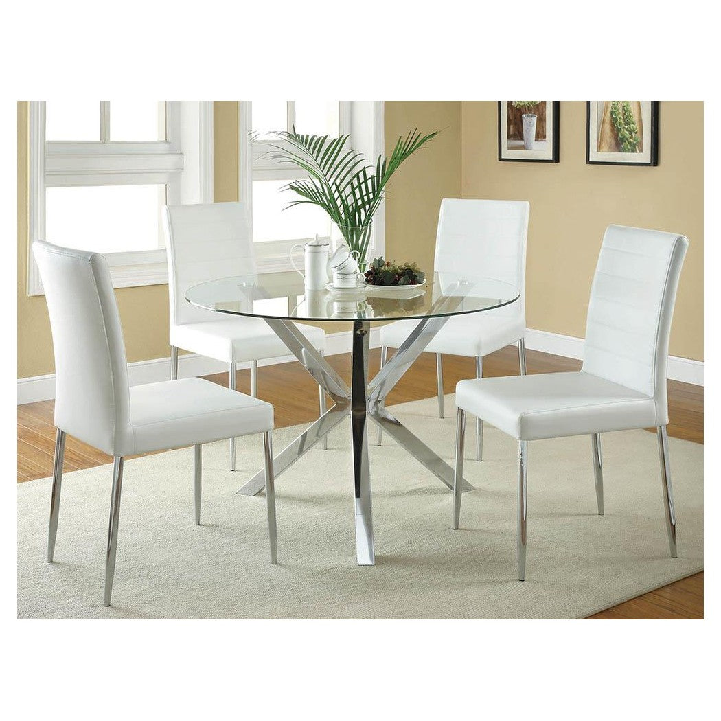 Vance Glass Top Dining Table with X-cross Base Chrome 120760