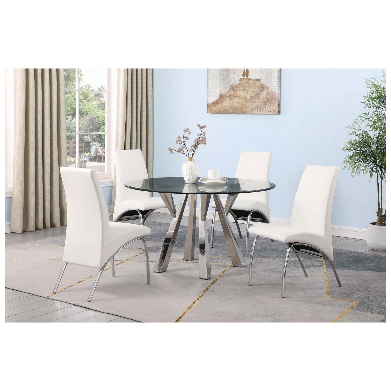 Bishop Upholstered Side Chairs White and Chrome (Set of 2) 121572