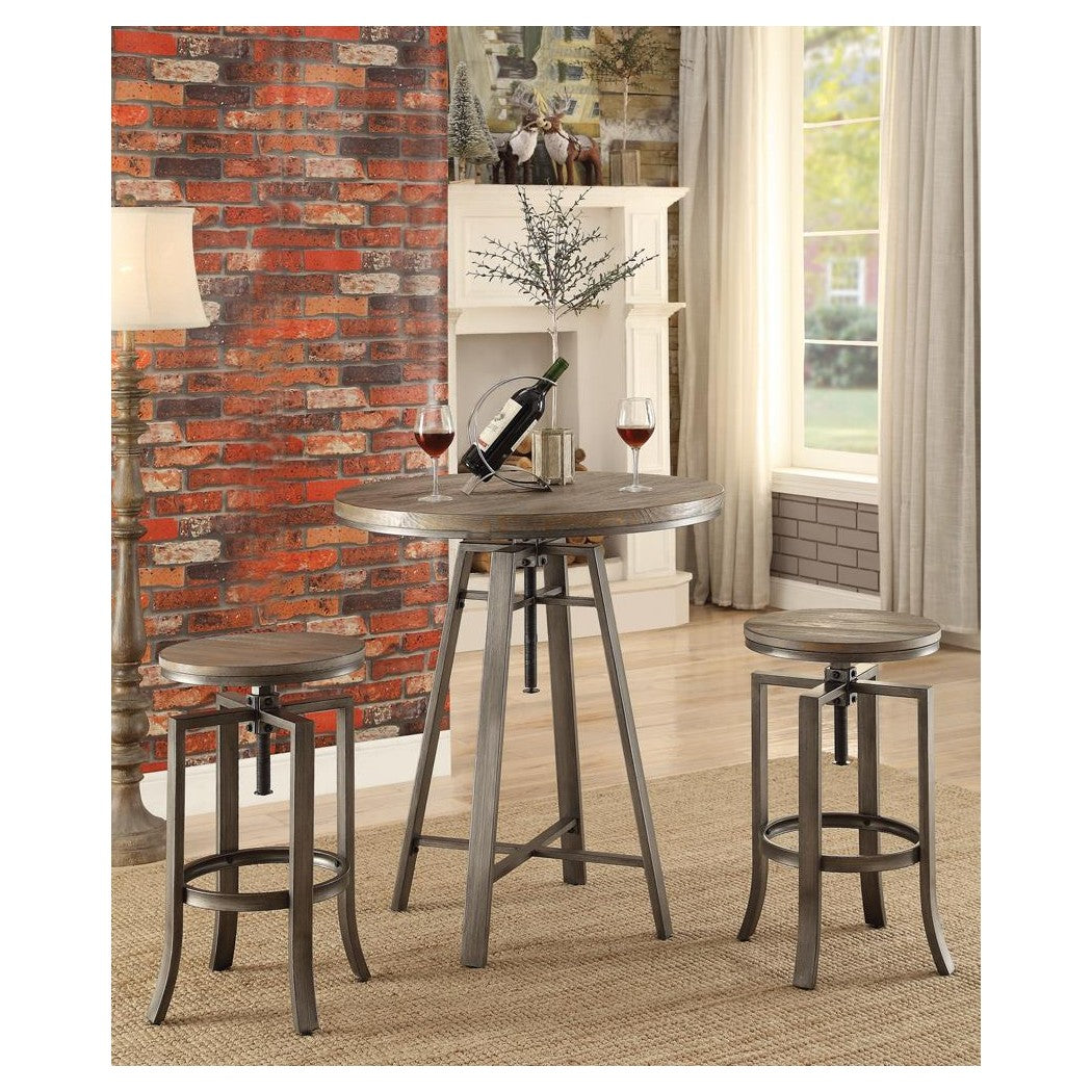 Bartlett Adjustable Height Swivel Bar Stools Brushed Nutmeg and Slate Grey (Set of 2) 122101