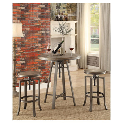 Bartlett Adjustable Height Swivel Bar Stools Brushed Nutmeg and Slate Grey (Set of 2) 122101