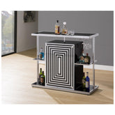 Zinnia 2-tier Bar Unit Glossy Black and White 130076