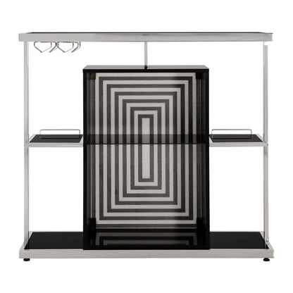 Zinnia 2-tier Bar Unit Glossy Black and White 130076