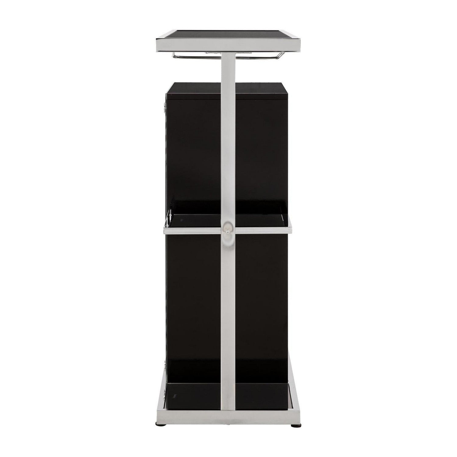 Zinnia 2-tier Bar Unit Glossy Black and White 130076