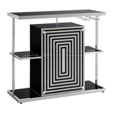 Zinnia 2-tier Bar Unit Glossy Black and White 130076