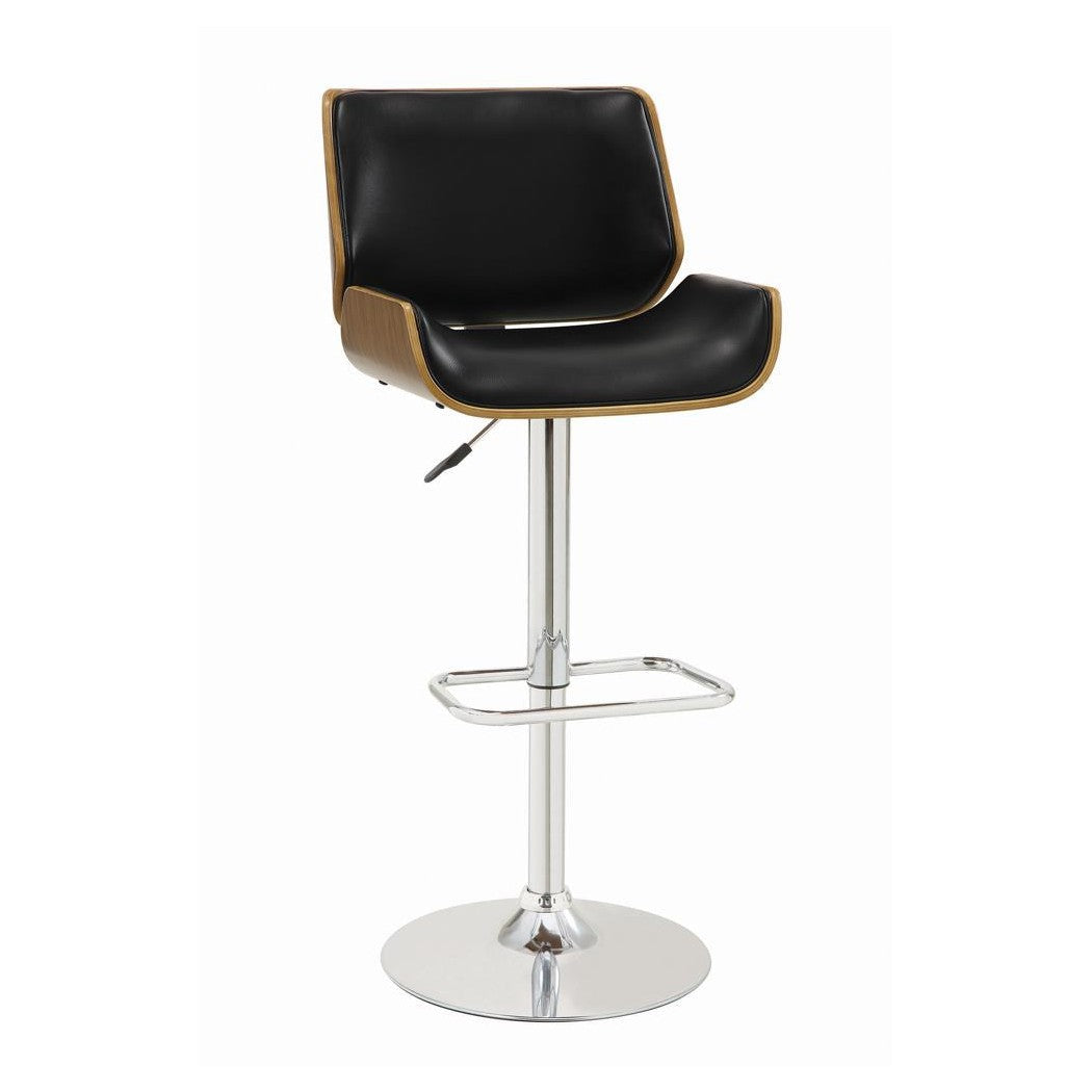 Folsom Upholstered Adjustable Bar Stool Black and Chrome 130502