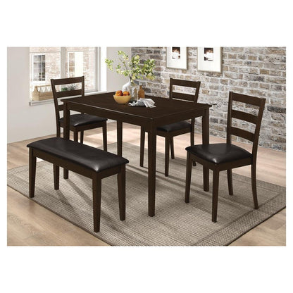 Guillen 5-piece Dining Set with Bench Cappuccino and Dark Brown 150232