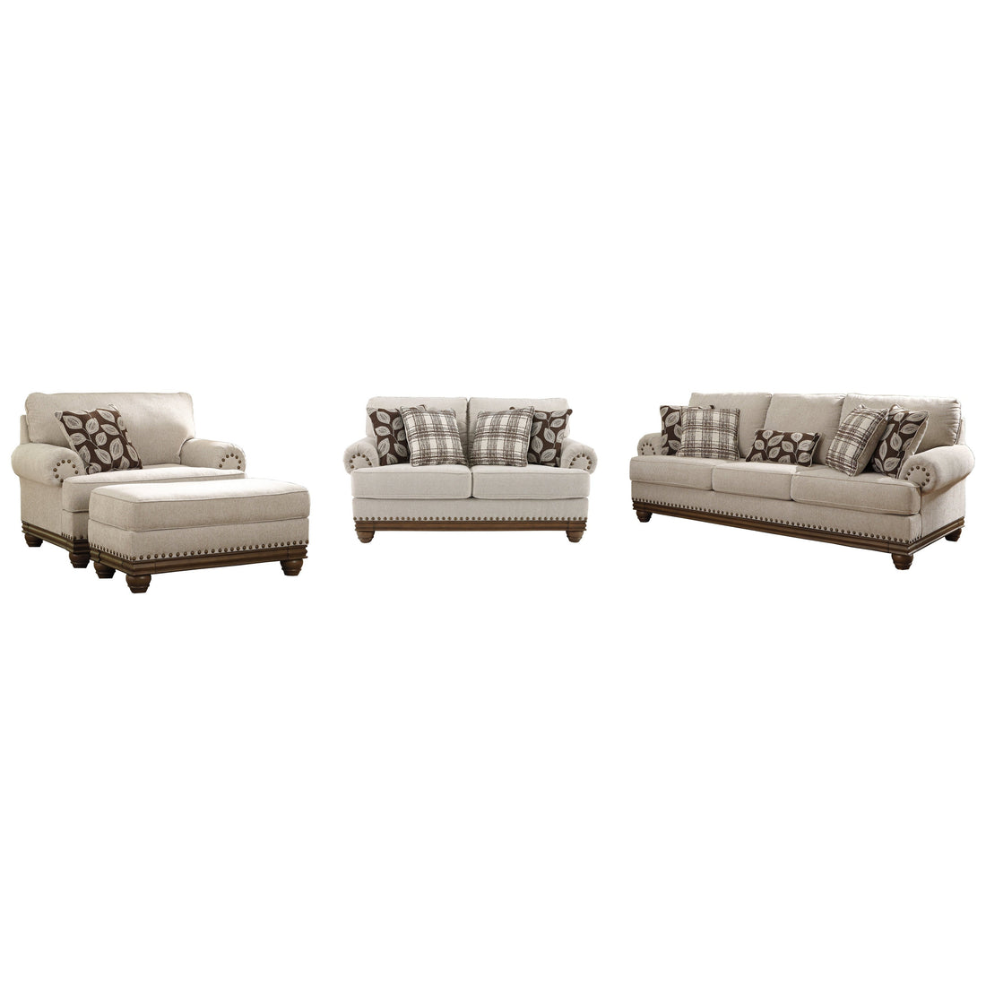 Harleson Sofa and Loveseat with Chair and Ottoman Ash-15104U4