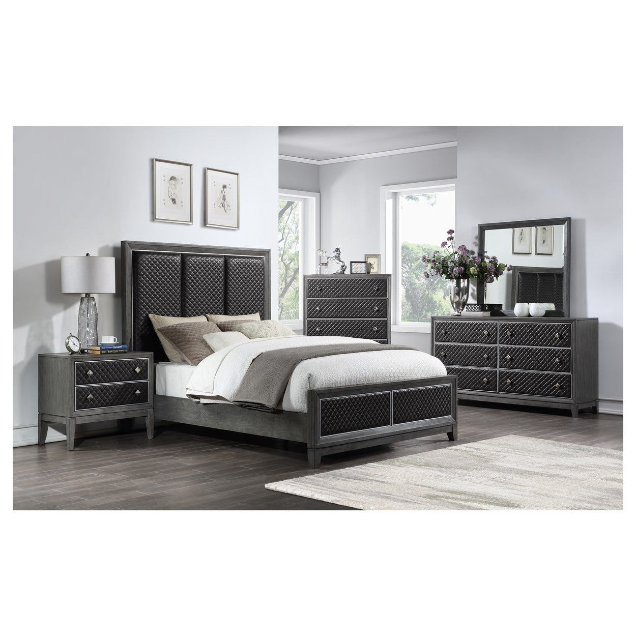 (3) Queen Bed 1566GY-1*