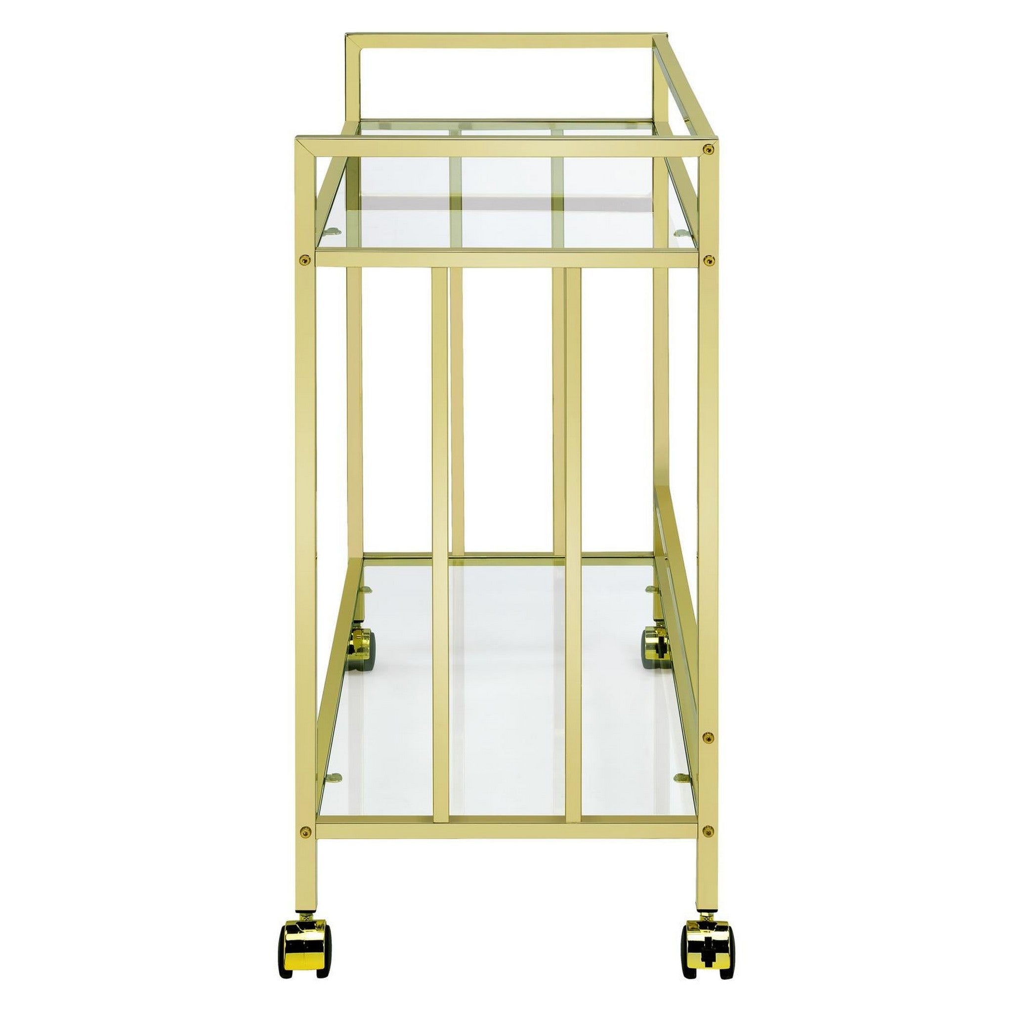 Cara Rectangular Glass Bar Cart Brass 181381