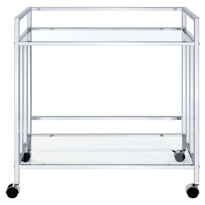 Cara Rectangular Glass Bar Cart Chrome 181382