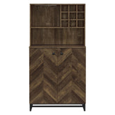 Mendoza 2-door Wine Cabinet Rustic Oak Herringbone and Gunmetal 182082