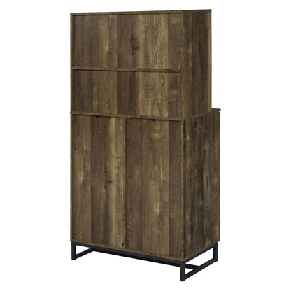 Mendoza 2-door Wine Cabinet Rustic Oak Herringbone and Gunmetal 182082