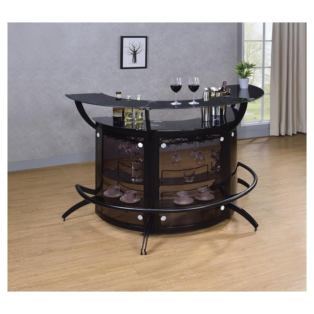 Dallas 3-Bottle Wine Rack Bar Unit Smoked and Black 182135