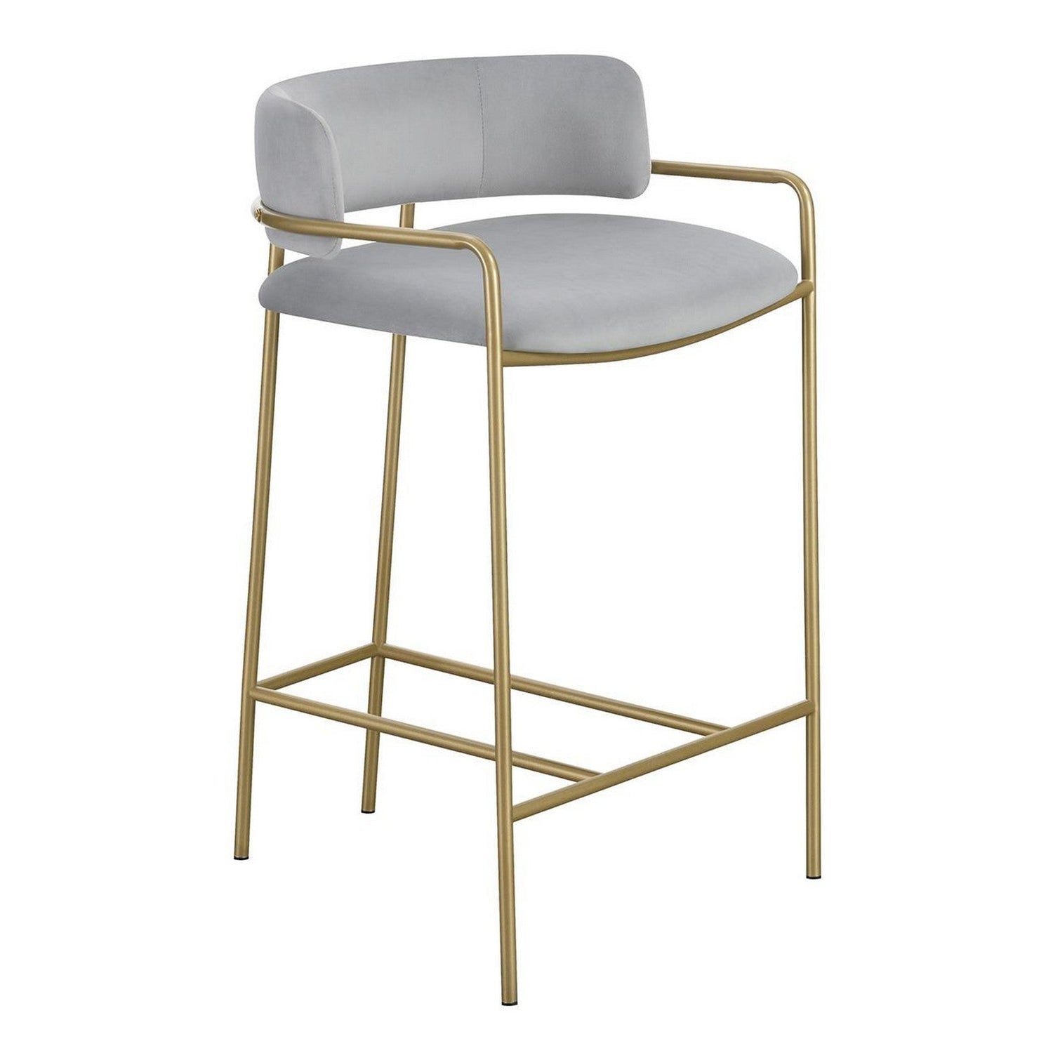 Comstock Upholstered Low Back Stool Grey and Gold 182159