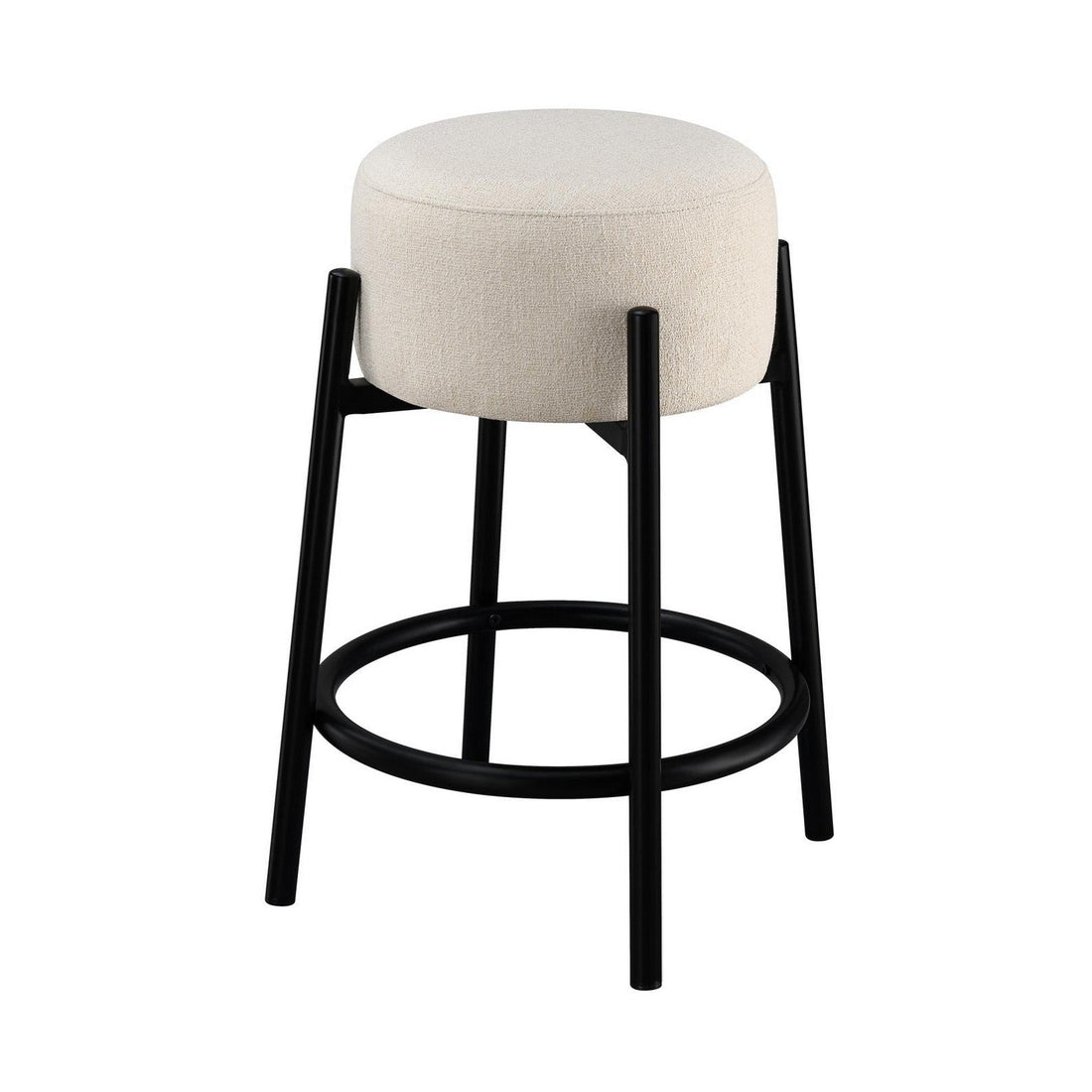 Leonard Upholstered Backless Round Stools White and Black (Set of 2) 182175