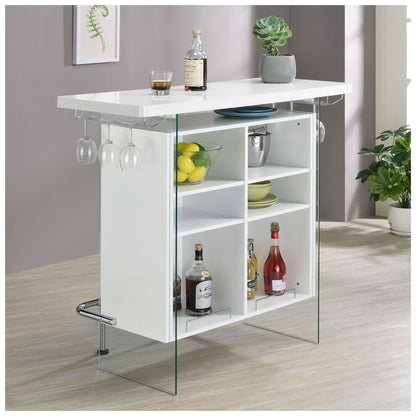 Acosta Rectangular Bar Unit with Footrest and Glass Side Panels 182632