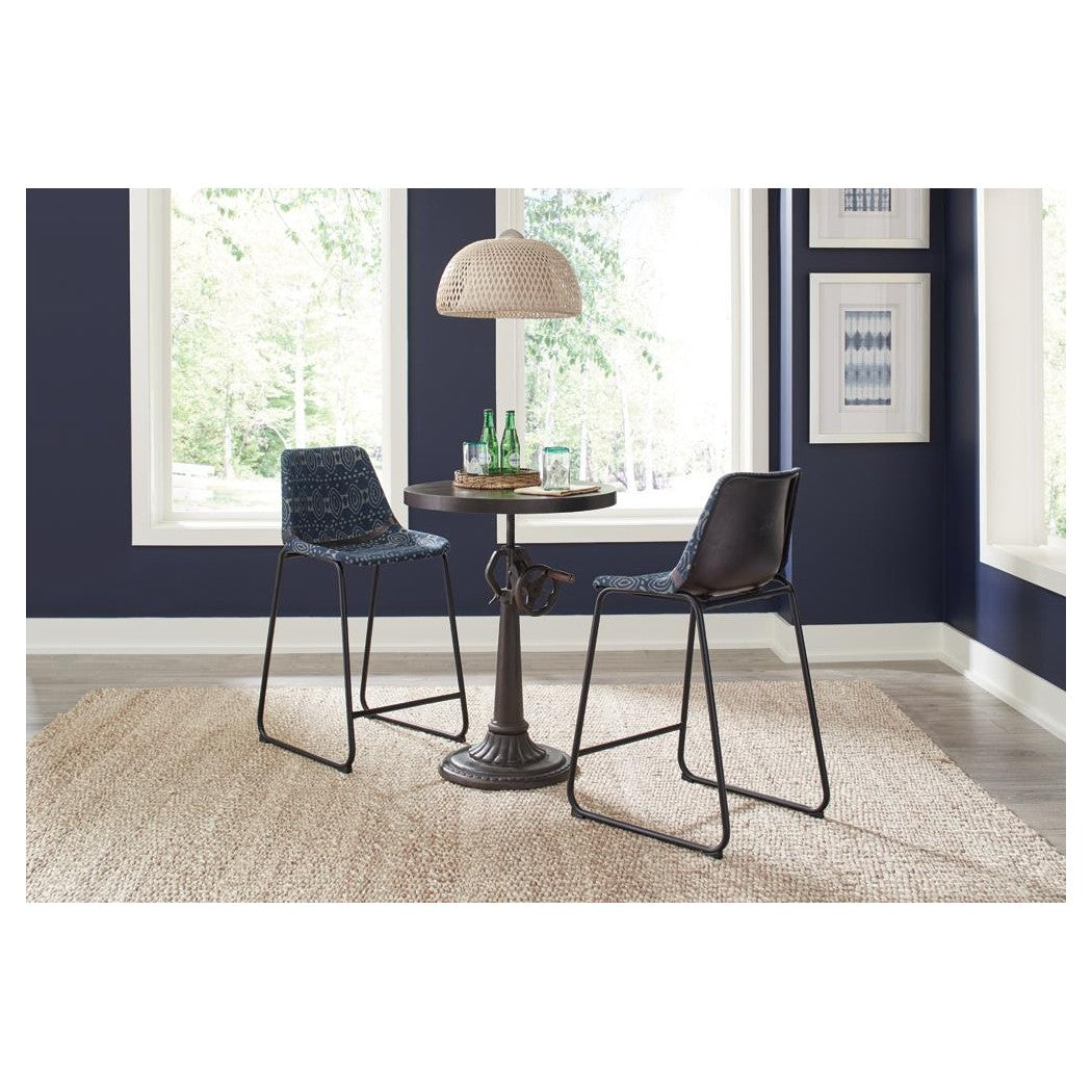 Marquise Counter Height Stools with Footrest Blue and Matte Black (Set of 2) 182662