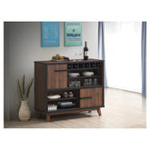 Ezekiel Wine Cabinet with 2 Sliding Doors Walnut and Black 182873