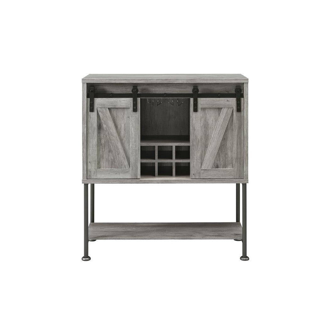 Claremont Sliding Door Bar Cabinet with Lower Shelf Grey Driftwood 183038