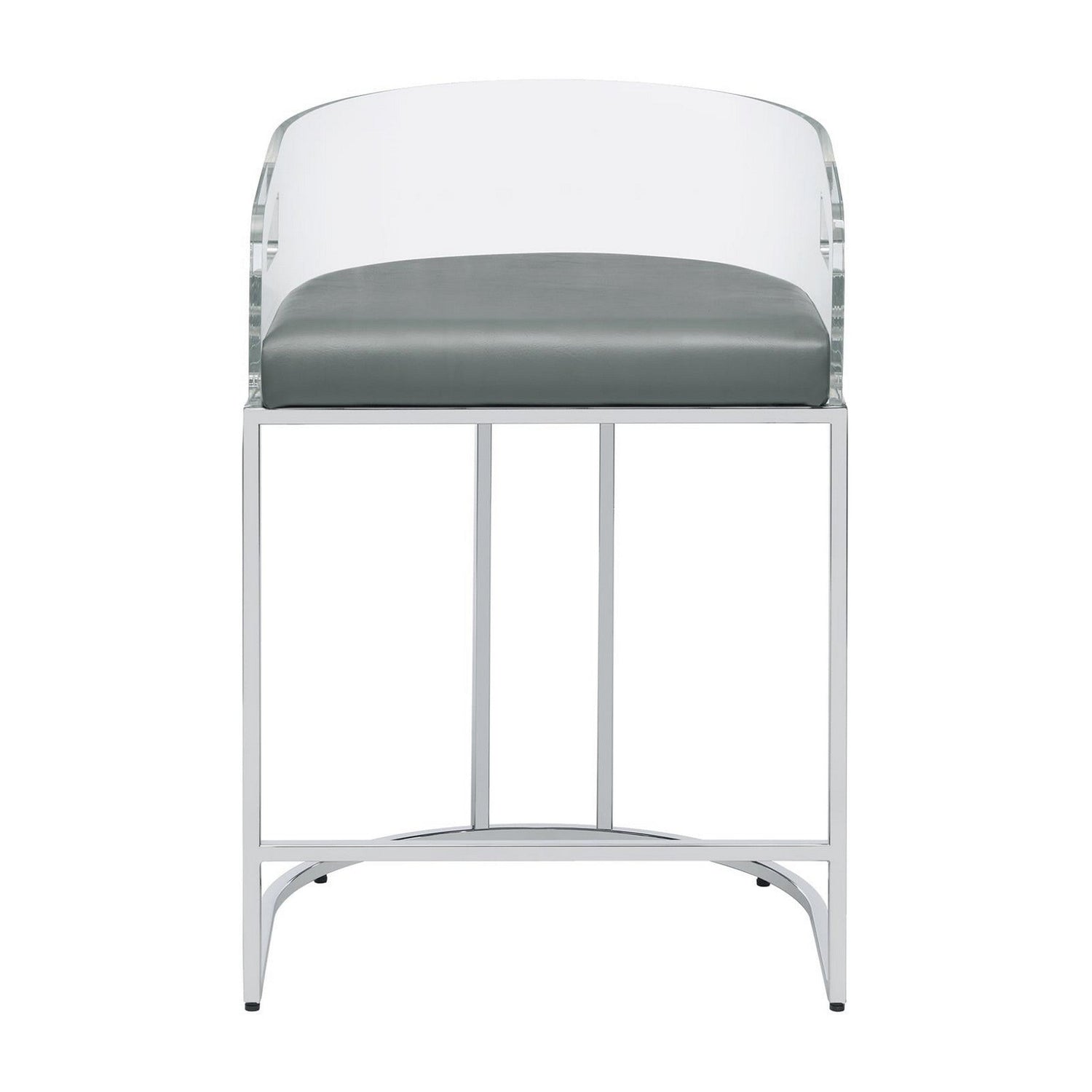 Thermosolis Acrylic Back Counter Height Stools Grey and Chrome (Set of 2) 183405