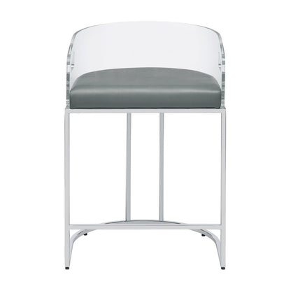 Thermosolis Acrylic Back Counter Height Stools Grey and Chrome (Set of 2) 183405