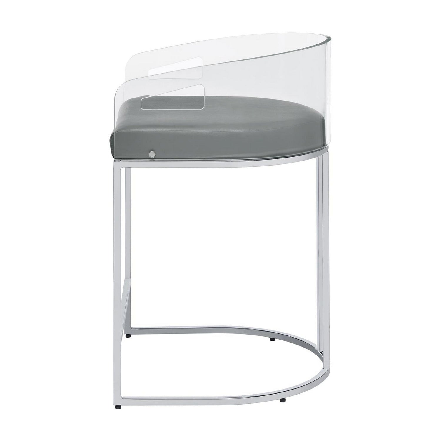 Thermosolis Acrylic Back Counter Height Stools Grey and Chrome (Set of 2) 183405