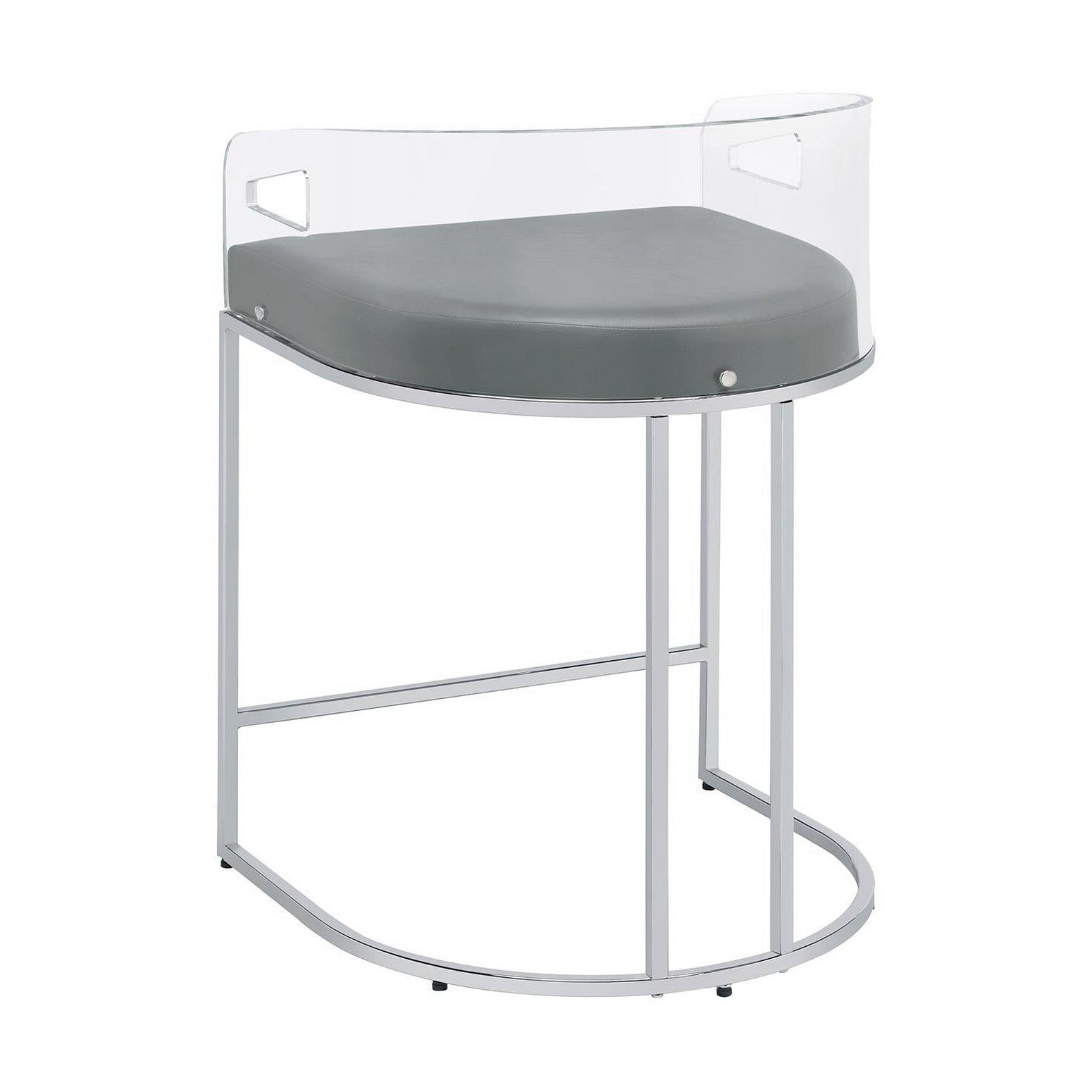 Thermosolis Acrylic Back Counter Height Stools Grey and Chrome (Set of 2) 183405