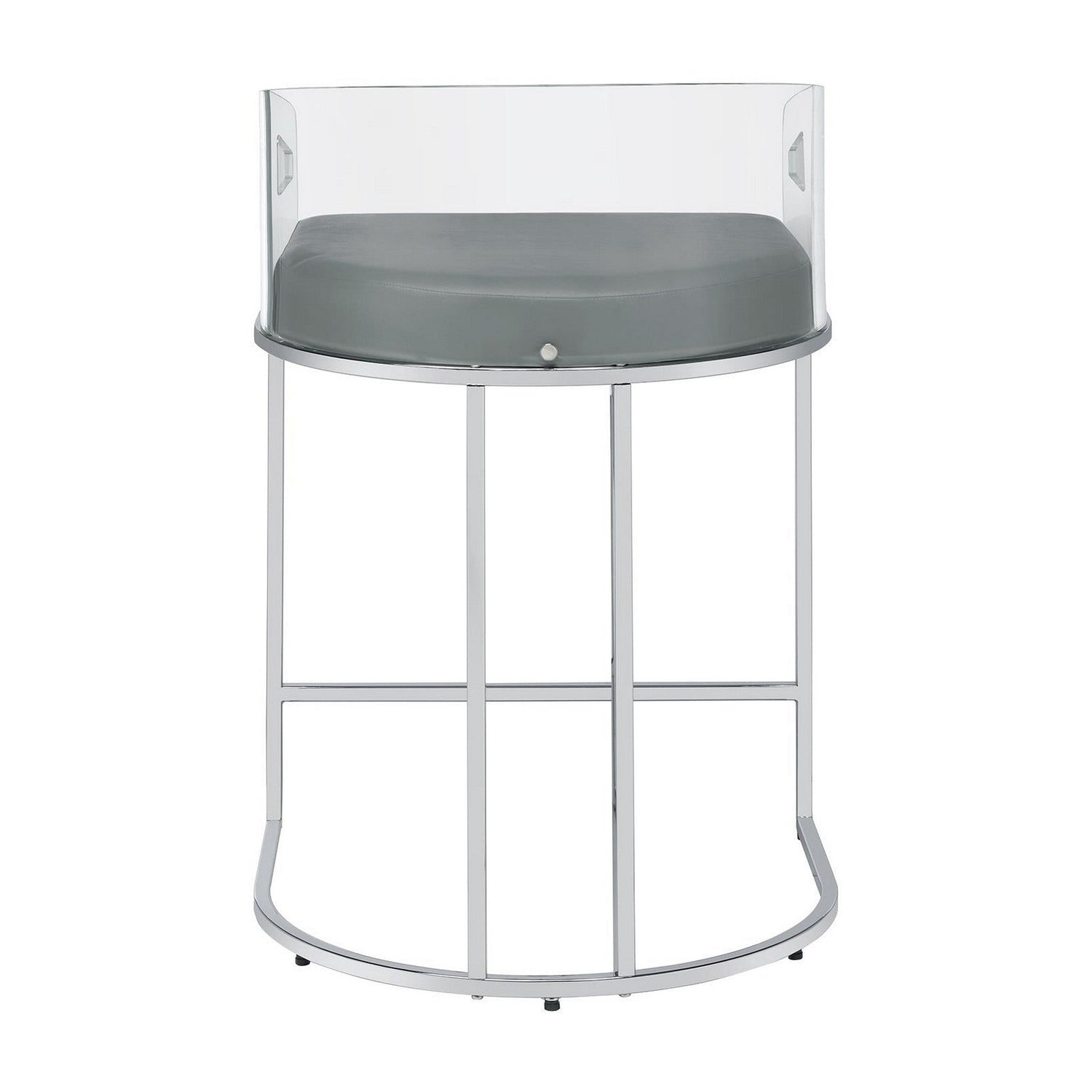 Thermosolis Acrylic Back Counter Height Stools Grey and Chrome (Set of 2) 183405