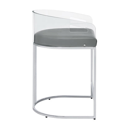 Thermosolis Acrylic Back Counter Height Stools Grey and Chrome (Set of 2) 183405