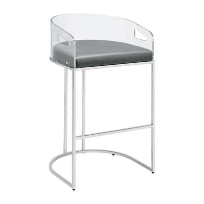 Thermosolis Acrylic Back Bar Stools Grey and Chrome (Set of 2) 183406