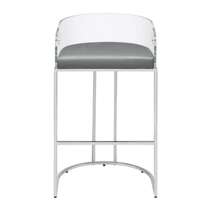 Thermosolis Acrylic Back Bar Stools Grey and Chrome (Set of 2) 183406