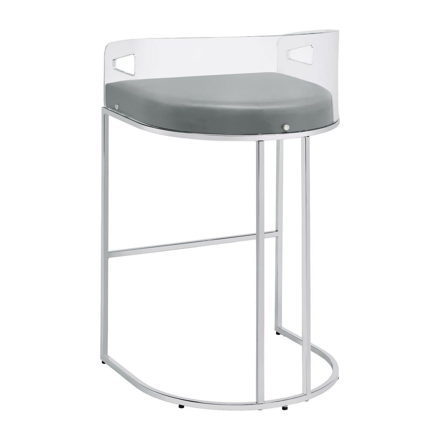 Thermosolis Acrylic Back Bar Stools Grey and Chrome (Set of 2) 183406