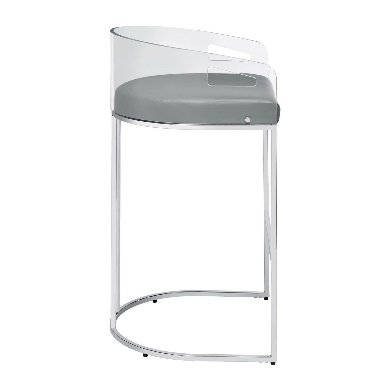 Thermosolis Acrylic Back Bar Stools Grey and Chrome (Set of 2) 183406