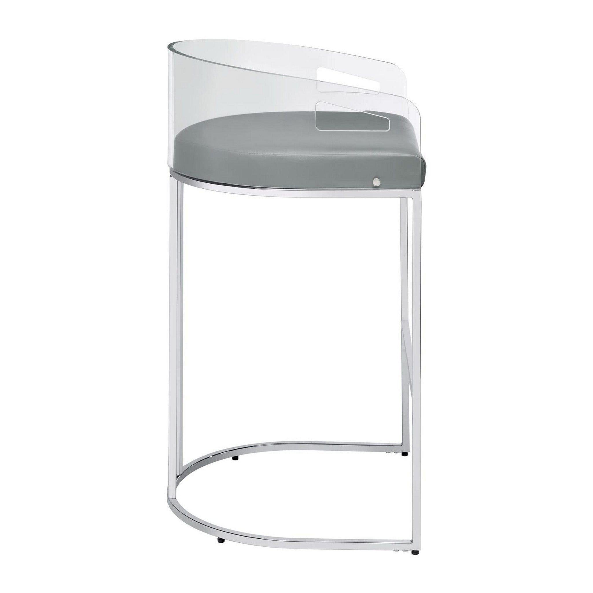 Thermosolis Acrylic Back Bar Stools Grey and Chrome (Set of 2) 183406