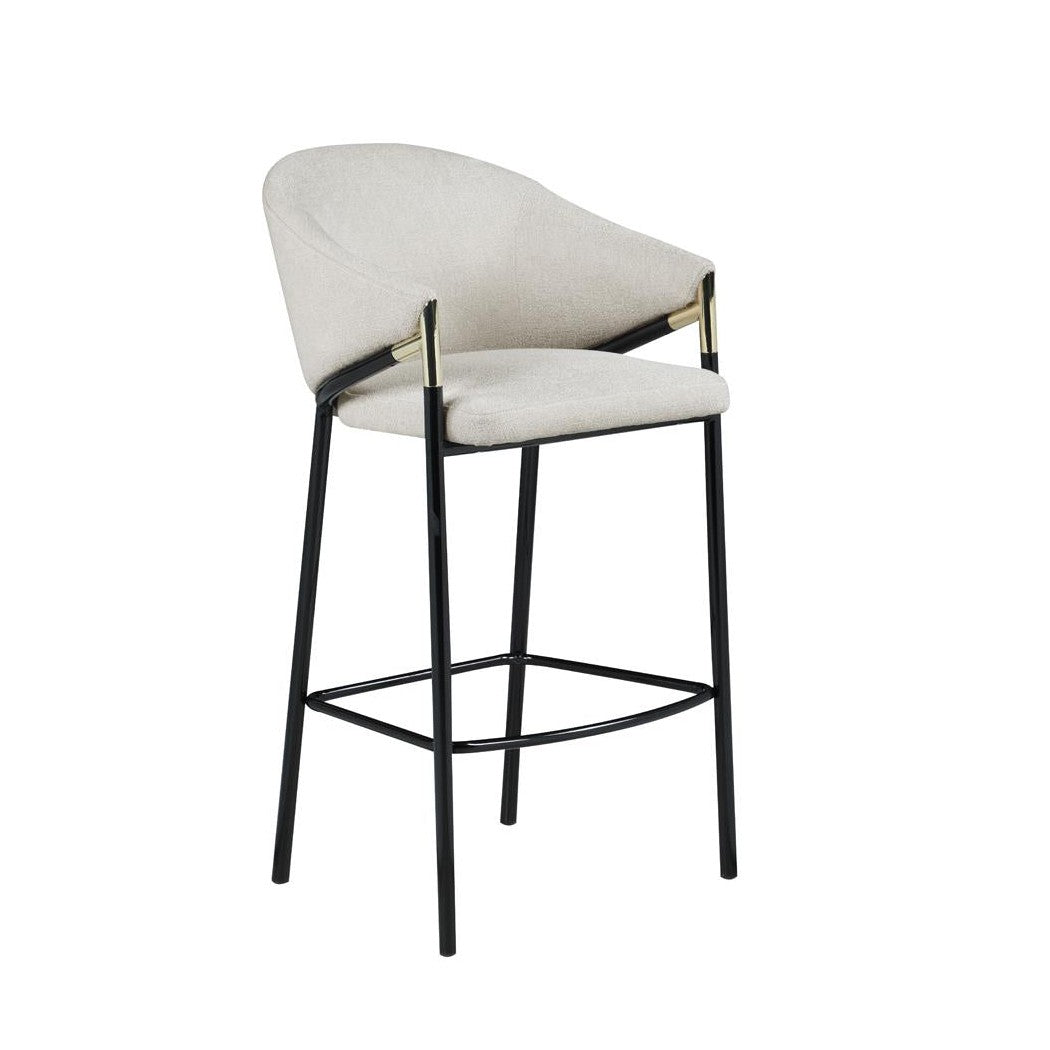 Chadwick Sloped Arm Bar Stools Beige and Glossy Black (Set of 2) 183437