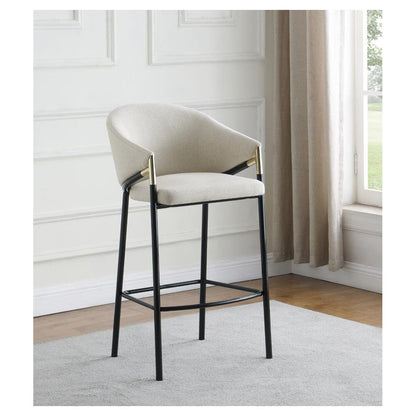 Chadwick Sloped Arm Bar Stools Beige and Glossy Black (Set of 2) 183437