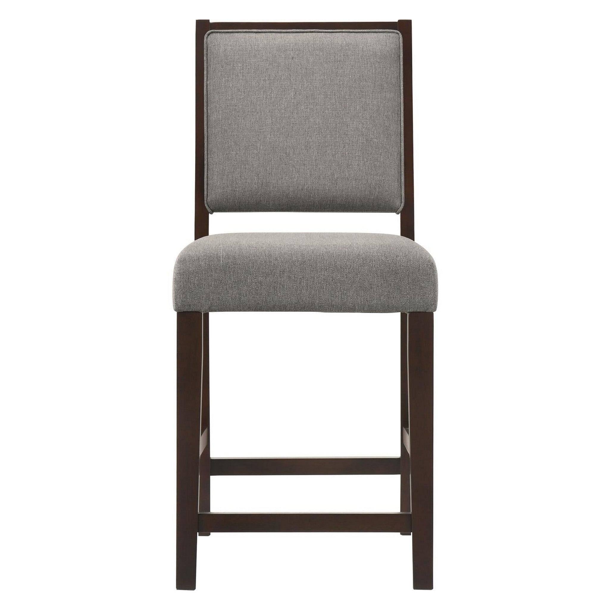 Bedford Upholstered Open Back Counter Height Stools with Footrest (Set of 2) Grey and Espresso 183471