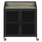 Arlette Wine Cabinet with Wire Mesh Doors Grey Wash and Sandy Black 183476