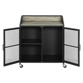 Arlette Wine Cabinet with Wire Mesh Doors Grey Wash and Sandy Black 183476