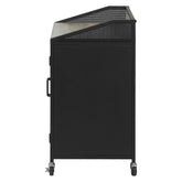 Arlette Wine Cabinet with Wire Mesh Doors Grey Wash and Sandy Black 183476