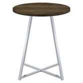 Burkhart Sled Base Round Bar Table Brown Oak and Chrome 183516