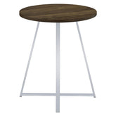 Burkhart Sled Base Round Bar Table Brown Oak and Chrome 183516