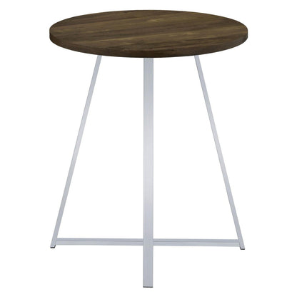 Burkhart Sled Base Round Bar Table Brown Oak and Chrome 183516