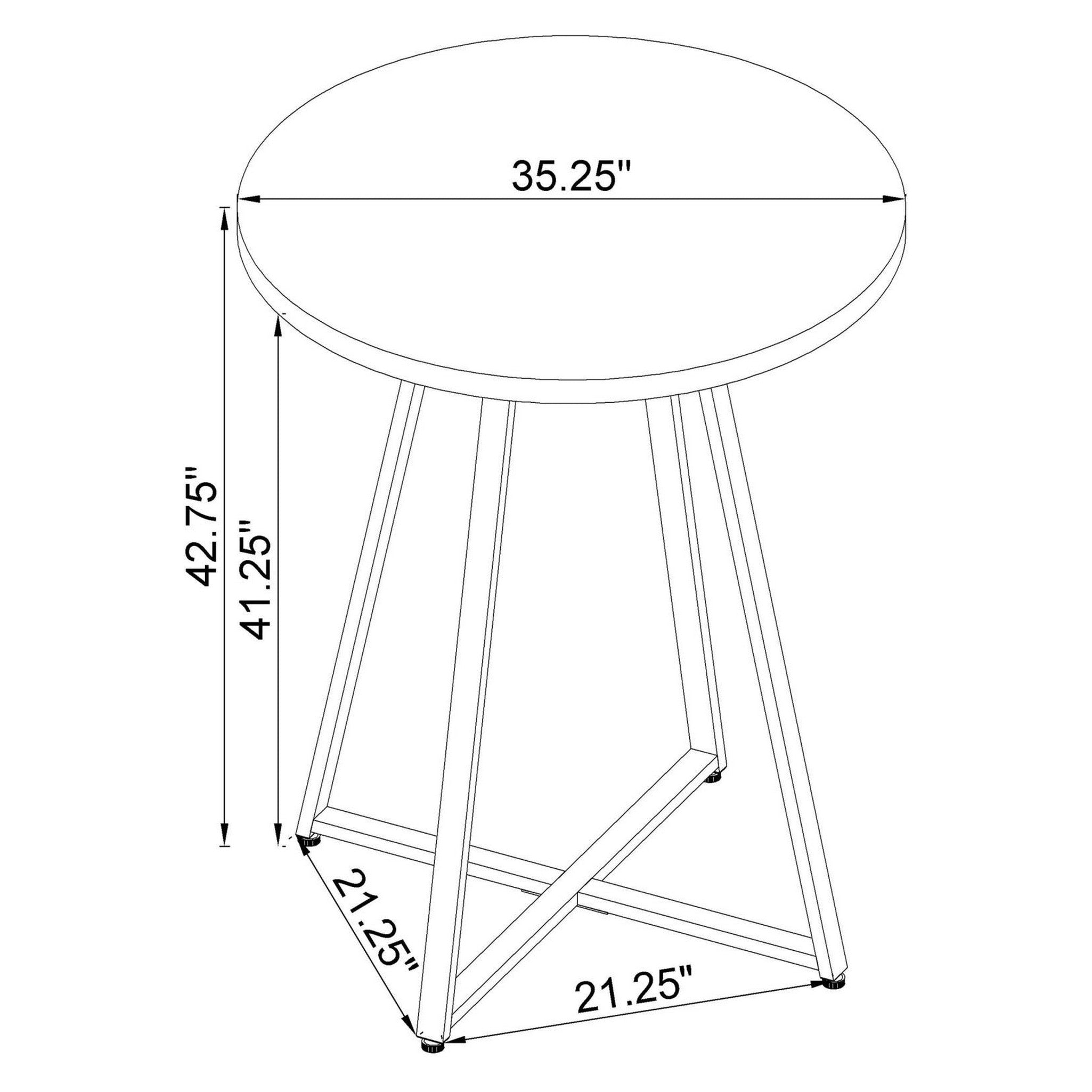 Burkhart Sled Base Round Bar Table Brown Oak and Chrome 183516