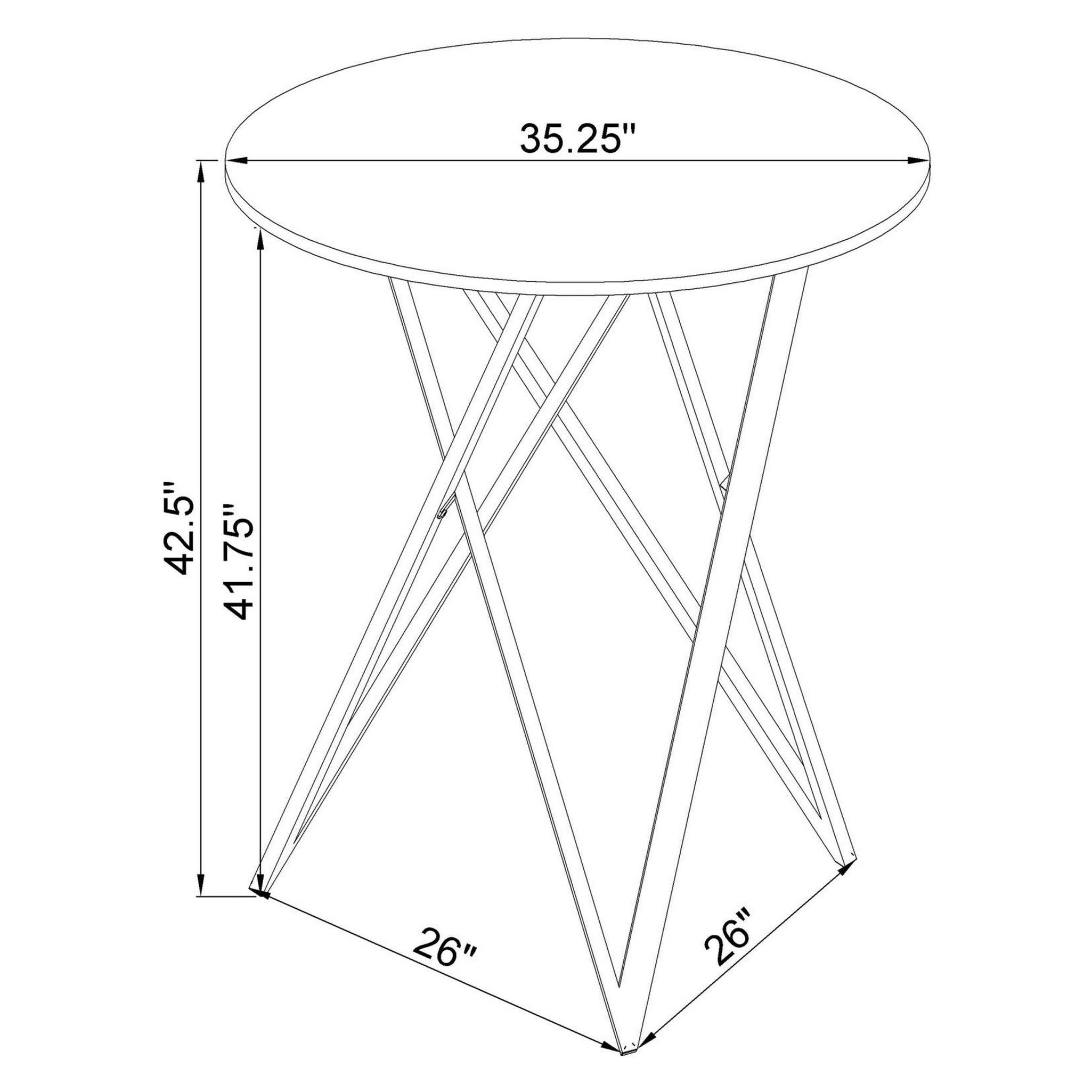 Bexter Faux Marble Round Top Bar Table White and Chrome 183526