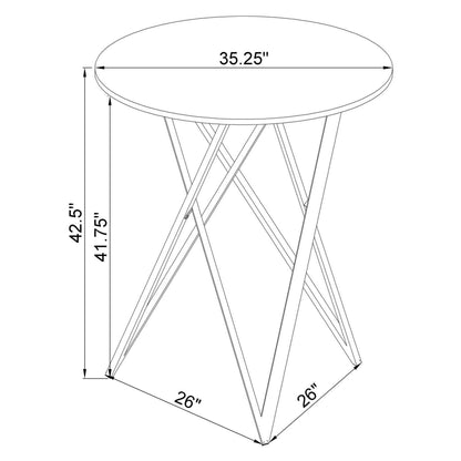 Bexter Faux Marble Round Top Bar Table White and Chrome 183526