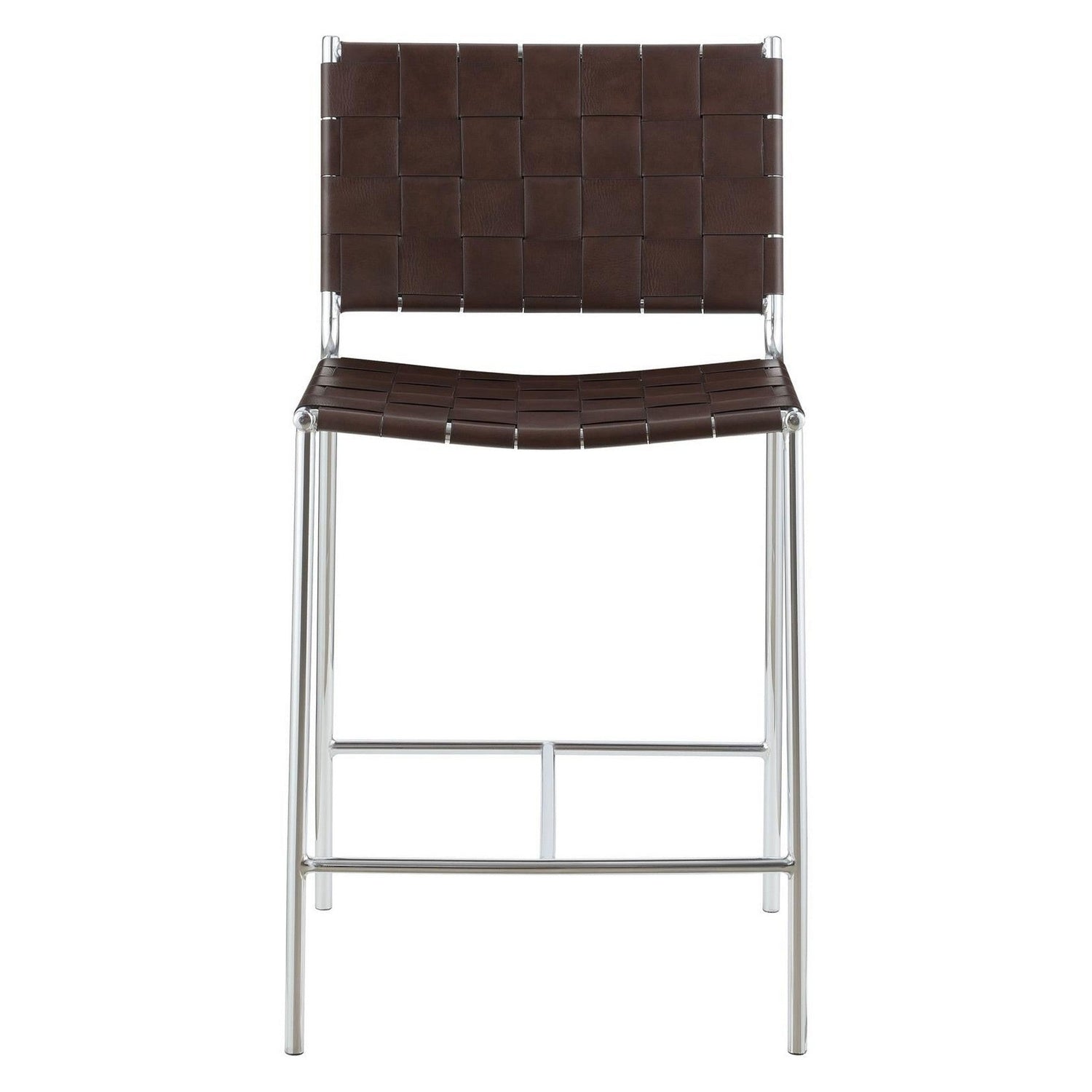 Adelaide Upholstered Counter Height Stool with Open Back Brown and Chrome 183583