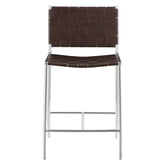 Adelaide Upholstered Counter Height Stool with Open Back Brown and Chrome 183583